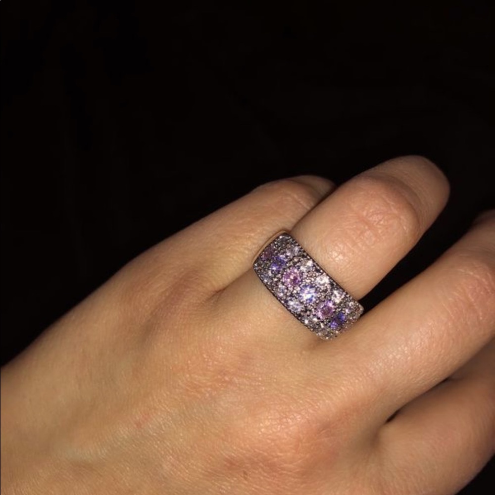 Pink and purple diamond ring